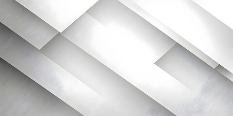 Poster - A modern abstract composition featuring overlapping metallic and white panels, creating a dynamic sense of depth and light. The interplay of light enhances the sleek surfaces.