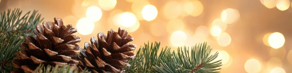 Poster - A close-up shot of a pine cone on a pine tree branch, great for nature and outdoor themes