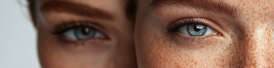 Poster - A close-up shot of a woman's eyes featuring freckles