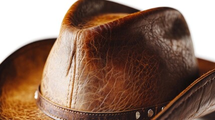 Poster - A single brown cowboy hat placed on a white background