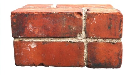 Poster - A close-up view of a single brick on a white background, great for use in design or construction-related projects