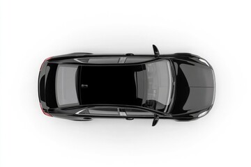 Poster - Overhead view of a black car on a white background