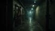 © Kitta Studio - Dimly Lit Corridor with Grungy Walls and Wet Floor in Abandoned Space