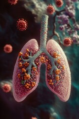 Poster - Microscopic view of lung tissue showing cancer cells