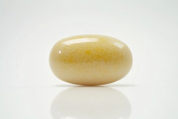 Poster - A single yellow egg sitting on a clean white surface, great for food or design concepts