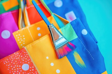 Poster - Art supplies bag with paintbrush attached, useful for illustration and design concepts
