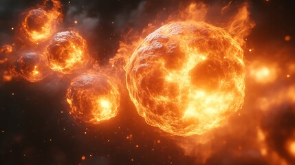 Poster - Fiery Celestial Bodies Burning Brightly In Space