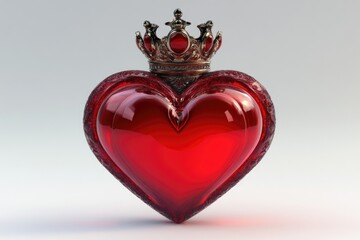 Aufkleber - A red glass heart with a crown on top, perfect for Valentine's Day or romantic decorations