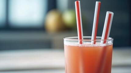 Aufkleber - Fresh juice with multiple straws, suitable for sharing or parties