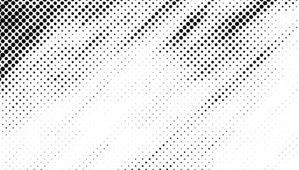 Poster - black and white halftone pattern with hexagon shape. diagonal ways techno background. sporty pattern