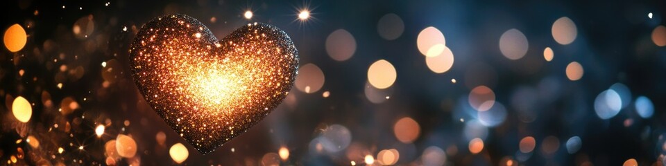 Poster - A close-up view of a heart-shaped object with soft lights in the background