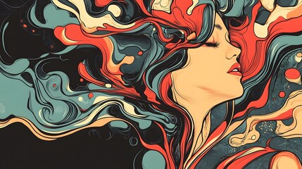 Fototapete - Captivating Swirls of Color and Imagination in Surreal Digital Art Masterpiece