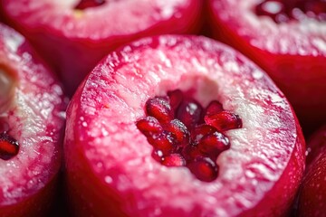 Poster - A close-up shot of a bunch of juicy red apples