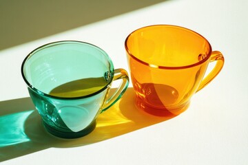 Poster - A pair of cups sitting on a table, perfect for capturing the essence of everyday life