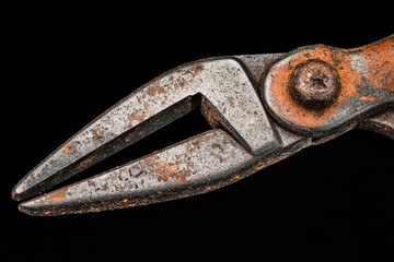 Sticker - A pair of pliers photographed in tight focus, with a black background