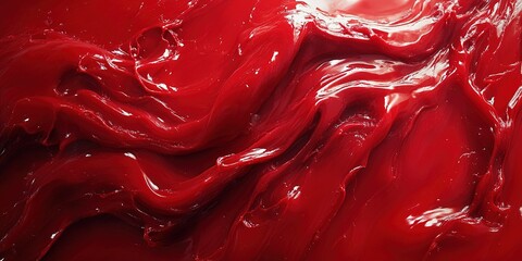 Poster - Dynamic red liquid flowing in mesmerizing patterns under bright light