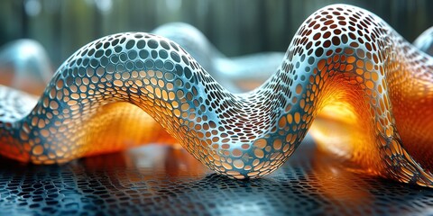 Poster - intricate metallic waves display vibrant textures with warm hues and elegant patterns