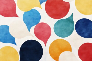 Poster - Colorful Abstract Design with Overlapping Speech Bubble Shapes in Various Colors
