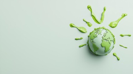Poster - Artistic Green Paint Splash Forming a Globe on a Soft Background