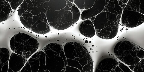 Poster - Intricate patterns of black and white shapes resembling cellular structures observed under a microscope