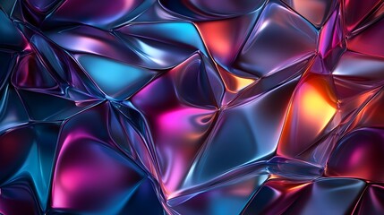 Leinwandbilder - Mesmerizing prismatic fractal explosion of vibrant holographic colors intricate geometric shapes and dynamic liquid like textures