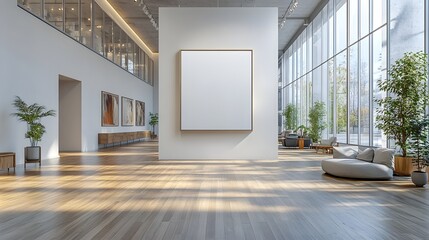 Aufkleber - Modern and Bright Corporate Office Interior with Minimalist Design Elements and Natural Lighting
