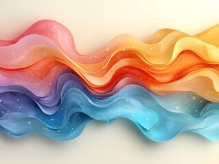 Poster - A vibrant abstract design featuring flowing waves in shades of pink, orange, and blue, creating a dynamic and energetic mood, accented with sparkling details.