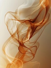 Poster - An abstract composition featuring flowing orange and amber smoke swirls that create a dynamic and ethereal atmosphere, conveying warmth and elegance.