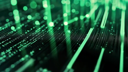 Aufkleber - Futuristic green light streaks in motion creating a digital network effect