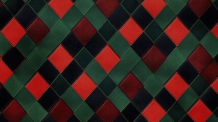 Poster - checkered pattern with alternating squares in deep red and dark green, creating a bold, classic desi