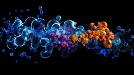 Poster - close-up diagram of electron transport chains in biological cells, powering metabolic reactions.