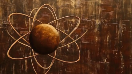 Poster - close-up illustration showing the movement of electrons around the nucleus of an atom.
