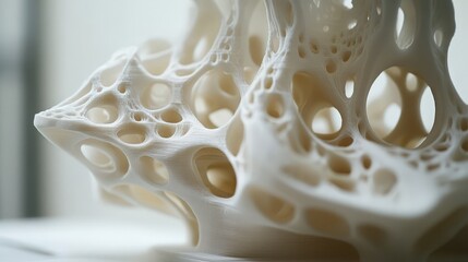 Poster - 3D printer building an intricate design, with a focus on the layering process that creates the final product.
