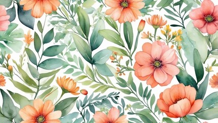 Poster - Floral pattern with colorful blossoms and greenery featuring a vibrant design suitable for various decorative purposes