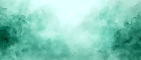 Wall Mural - A serene abstract watercolor background in soft shades of teal and green, creating a calming, dreamy atmosphere perfect for various design applications.