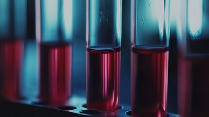 Poster - medical test tube with blood samples being analyzed for accurate diagnosis