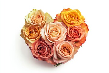 Wall Mural - A romantic bouquet of roses formed into a heart shape