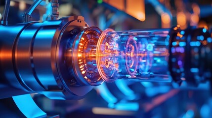 Poster - electrons in a particle accelerator, demonstrating their high-speed travel