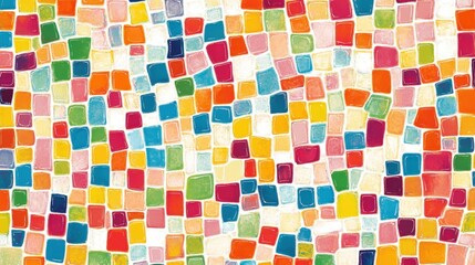 Poster - A colorful mosaic pattern made up of small tiles in a variety of bright colors, offering a lively and dynamic design suitable for restaurant creative projects, or vibrant visuals.
