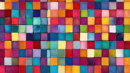 Poster - A colorful mosaic pattern made up of small tiles in a variety of bright colors, offering a lively and dynamic design suitable for restaurant creative projects, or vibrant visuals.