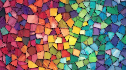 Poster - A colorful mosaic pattern made up of small tiles in a variety of bright colors, offering a lively and dynamic design suitable for restaurant creative projects, or vibrant visuals.