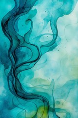 Poster - Abstract blue tones flowing in a mesmerizing pattern showcasing the beauty of watercolor techniques
