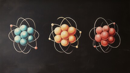 Poster - diagram showing the difference between protons, neutrons, and electrons in an atom