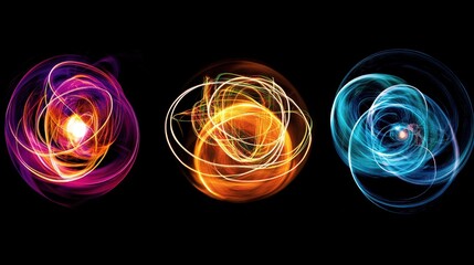 Poster - electrons in different states: free, bound, and in motion.