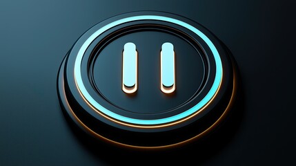 Poster - Illuminated Pause Button Digital Interface Design