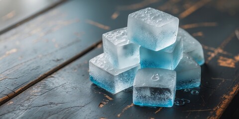 Wall Mural - a close up of a pile of ice sitting on top of a table.