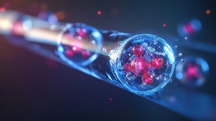 Poster - illustration showing electrons as tiny, charged particles in motion within a conductor