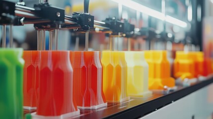 Poster - A demonstration of a 3D printer printing in multiple colors, showcasing its ability to handle complex projects