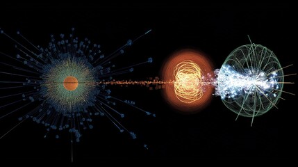 Poster - A diagram comparing the mass and charge of a proton with other subatomic particles like neutrons and electrons.