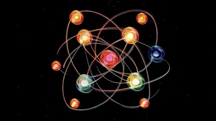 Poster - A diagram of electron shells around an atom, showing how electrons occupy different energy levels